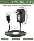 Rugged Ride Ready AC DC Converter Adapter with extension cord, specifications showing input/output details and size.