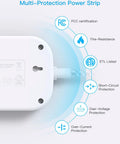 Flat Plug Travel Power Strip With Usb C Plus Multiple Outlets Six Foot Cord Cruise Approved Extension showing safety certifications and protection features.