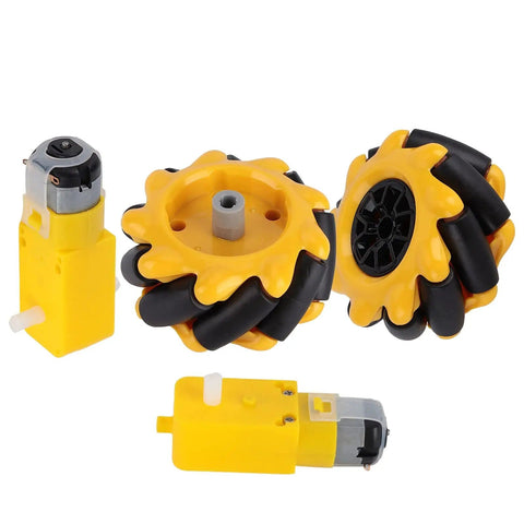 Omnidirectional Wheel Set With Dope Mecanum Tech For TT Geared Motors Rubber Coated 60mm Wheels For DIY Smart Robot Car Left And Right Pair
