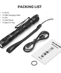 Rechargeable Flashlight 1500 Lumens USB-C Tail Switch 5 Modes Aluminum Tactical Penlight for Outdoor Work, Camping, and Emergencies