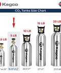 Lightweight 5 Lb Aluminum CO2 Tank For Draft Beer Dispensing Empty Silver Gas Cylinder For Home Bar Or Tap System Brand New Not Refurbished Easy To Handle And Transport shown in size chart with other tanks