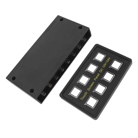 Eight Gang Touch Switch Panel LED 12V 24V IP68 Waterproof Control Box for RV Car Truck Marine Use, capacitive sensing tech visible