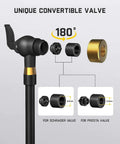 Universal Tire Inflator Extension Hose And Dual Valve Adapter For Schrader And Presta Valves Built Different, showing convertible valve components.