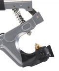 Close-up of RitoEasysports Electric Badminton Racket Trumpet Plier Crimping Machine's nozzle and handle for precise grommet installation.