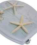 Cozy Flannel Toilet Seat Cover Featuring Stylish Sea Star Print Universal Stretch Bath Lid Wrap That Fits Almost Any Oval Bowl