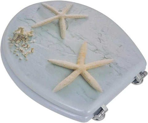 Cozy Flannel Toilet Seat Cover Featuring Stylish Sea Star Print Universal Stretch Bath Lid Wrap That Fits Almost Any Oval Bowl