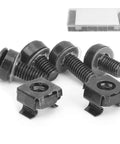 Cage Nut Screw Set For Rack-Ready Cabinets, Heavy-Duty M6 Carbon Steel Fasteners Kit With 100 Nuts And 100 Screws, Quick-Install Spring-Loaded Cage Nuts For Tool-Free Mounting In Chassis, Controllers, Vehicles, And Railways, black kit
