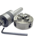 Beefy Tailstock Chuck System With 70mm Four Jaw Lathe Chuck M14 X 1 Threaded Live Center And Pin Handle Keys For Pro Grade Tailstock Workholding