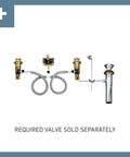 Genta Chrome Two-Handle Widespread Slick Modern Bathroom Faucet With Drain Assembly For 3-Hole Sinks, valve components shown