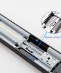 Soft Close Three-Section Drawer Slides With Ball Bearing Runners Black Cabinet Drawer Rails For Furniture Smooth Glide No Slam Heavy Duty Track 50cm 20in Length, showing double spring design