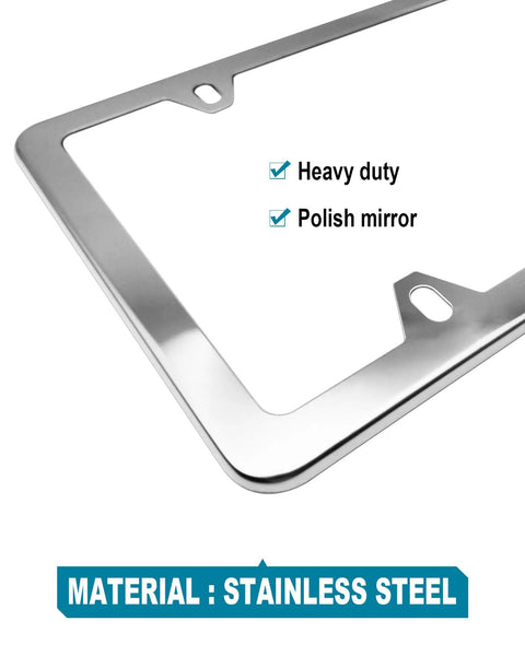Stainless steel part of Crystal Clear License Plate Frame Covers 2 Pack Flat Tag Shield Protector With Unbreakable Acrylic And Screw Caps