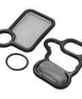 VVT VTEC Solenoid Gasket Spool Valve Filter Kit Replacement For Honda Accord CRV Civic TSX RSX RDX Element Fit 2002 2015 Replaces 15815 RAA A01 And 15845 RAA A0 showing filter assembly and gaskets.