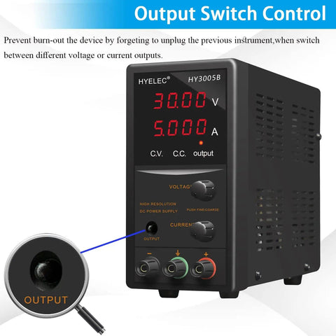 30V 5A Adjustable DC Bench Power Supply With 4 Digit LED Display Coarse And Fine Dial In Encoder Adjustment