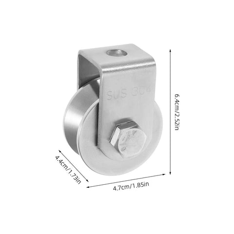 Heavy Duty Stainless Steel Pulley Wheel Track Roller for Sliding Doors and Gates, 6.4cm height, smooth glide performance.