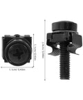 50 Pack Computer Case Screws M5x25 For Square Hole Server Racks Cage Nuts And Mounting Hardware Kit, side and top view
