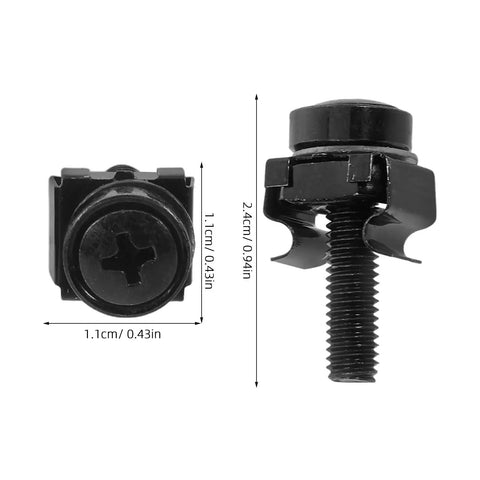 50 Pack Computer Case Screws M5x25 For Square Hole Server Racks Cage Nuts And Mounting Hardware Kit, side and top view