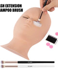 Using 20 Pack Lash Bath Pro Grade Cleaning Brushes For Lash Extensions And Natural Lashes on training mannequin.