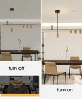 Modern Kitchen Island Light With Remote Dimmable LED Linear Pendant Light 39.3 Inch Black And Gold over dining table, off and on