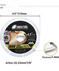 Diamond Cut Off Wheel For Metal Cutting Four And One Half Inch With Seven Eighths Inch Arbor One Point Four Millimeter Kerf details