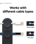 Magnetic Cable Management Buttons And Holder To Keep Three Cables Neat And Tidy, suited for round and flat cables, black