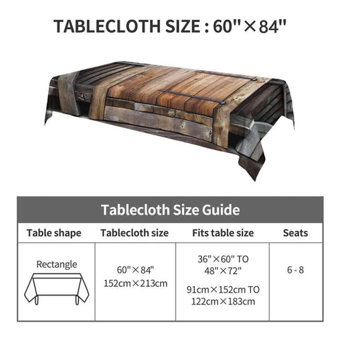 Antique Wooden Door Rectangular Tablecloth 60x84 Inch Outdoor Rustic Brown Barn Farm Timber Table Cover for kitchen home patio parties