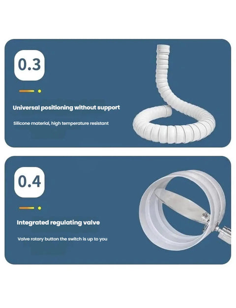 Heavy Duty Flexible Fume Extraction Arm With Articulated Exhaust Hose And Bombproof Smoke Exhaust Pipe For Workshop Air Filtration. Silicone material fume duct.