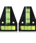 Recfountik T-Spirit Level 58mm 2-Pk for Woodworking/Machinery/DIY, compact black acrylic design for precise leveling.