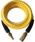 Heavy Duty Air Hose 1/4 X 10 Ft, Kink Resistant Hybrid Air Compressor Hose With Solid Brass Fittings And Bend Restrictors, 300 Psi Heavy Hitter, lightweight yellow coiled air hose with brass fittings.