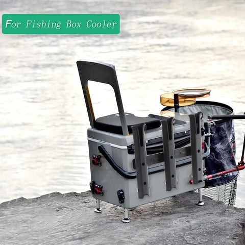 Three Tube Adjustable Fishing Rod Holder For Boats And Kayaks With Removable Pole Inserter And Self Adhesive Mount on cooler