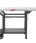 Movable Grill Table With Folding Side Table And Pizza Oven Prep Cart For Outdoor And Indoor Use, Stainless Steel 43 Inch Tabletop With Undershelf, Six Utensil Hooks, Gas Cylinder Hook, Easy Foldable Extension, Grey