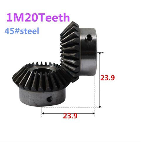 Spiral Bevel Gear 20 Teeth 1 Module 90 Degree Steel Pinion For Mechanical Transmission With Inner Hole Bore