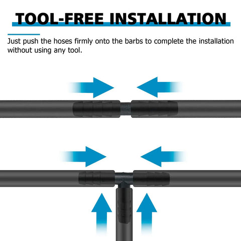 Tool-free installation of Multi Size Automotive Silicone Vacuum Tubing Kit With Six Five Foot Tubes And One Hundred Fifteen Nylon Vacuum Connectors Blue.