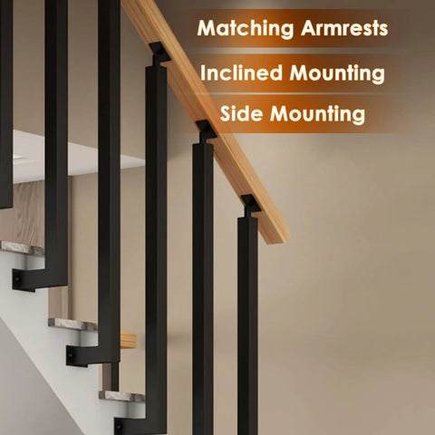 Rock Solid Steel Railing Posts With Adjustable Angle Brackets For Decks Stairs And Porches weather resistant vertical supports on stairs