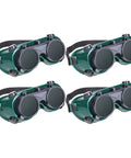 Pro Grade Flip Up Welding Safety Glasses With Anti Glare Polycarbonate Lens And Ventilated Shield in dark green color.
