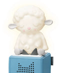 Night Light For Kids Sleep Aid With Sleepy Sheep Audio Play Character in white on blue base, dimmable brightness, cozy glow