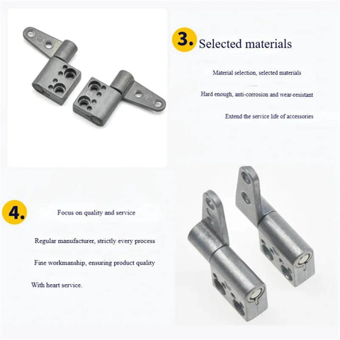 2 Pack Zinc Alloy Damping Hinge Set With 360 Degree Rotatable Torque Shaft For Cabinet And Gate Friction Hinges 0.56 Nm Right Hand Smooth Self Closing Quiet Operation, showing front and side view