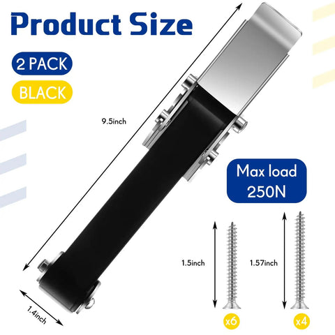 2 Pack Heavy Duty 9.5 Inch Rubber Hood Latches With Brackets And Stainless Steel Keepers For Toolboxes, Coolers, Engines