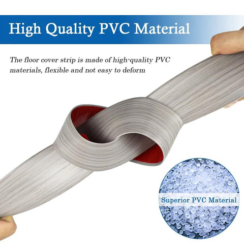 Hands flexing Self Adhesive Floor Transition Strip For Laminate And Vinyl, 2 Inch Wide Wood Grain Style, Durable PVC, Gray