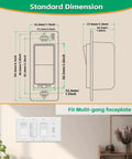 Dimensions of Tasmota Smart Switch 4 Pack Built In ESP8266 2.4GHz WiFi Light Switch For Home Automation Single Pole Neutral Required Easy Install
