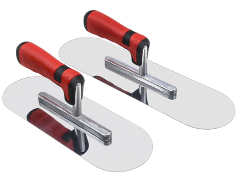 Must Have Stainless Steel Concrete Trowel Set 2 Piece Flat Finishing Trowels 14 By 4 Inch And 11 By 4 Inch with Red Handles
