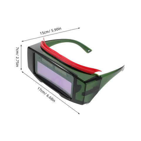Top Shelf Auto Darkening Welding Goggles With Rugged Impact Resistant Lens For Hardcore Industrial And Garage Work, green frame.