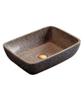 USZWBY Vessel Vanity Sink Chinese Style Countertop Wash Basin Hotel Ceramic Art Bathroom Sink 58X37X12Cm Modern Countertop in dark ceramic finish.