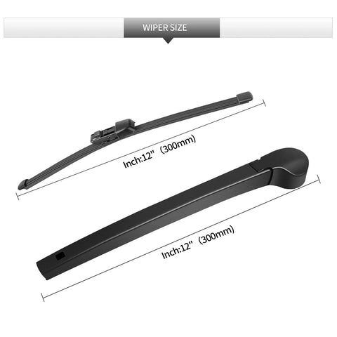 Heavy Duty Rear Windshield Wiper Blade And Arm Replacement Kit For Volkswagen Atlas 2018 Through 2026 dimensions 12 inches each