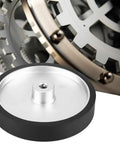 Pro Grade 250Mm Polyurethane Encoder Measuring Wheel with metal base and rubber tread for precision measuring tasks.
