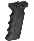 Accu-Grip Handheld Tripod System for Cameras with ergonomic finger-grooved grip, black finish, thumbwheel for quick attach