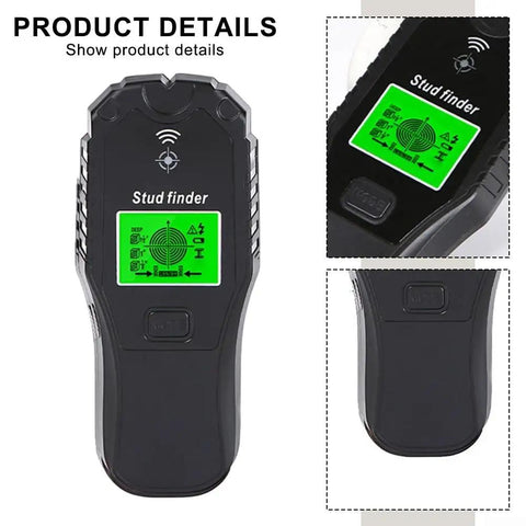 5-in-1 for stud Finder Wall Scanner for Wood Metal AC Wire Detection with Edge Finding Mode Deep Scan up to 1.5 Inch close-up view with digital display.