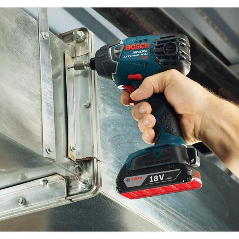 Using Compact 18V One Quarter Inch Hex Impact Driver Bare Tool With Built In LED Light on metal structure
