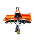 Front view of a Category 1 Three Point Tiller Attachment for Tractors, showing the PTO Driven Cultivator with 540 RPM Gearbox