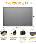 Under Sink Mat for 36 Inch Standard Cabinets Durable Silicone Drip Tray 34 by 22 by 1 Inch Waterproof Kitchen Organizer with Unique Drain Hole
