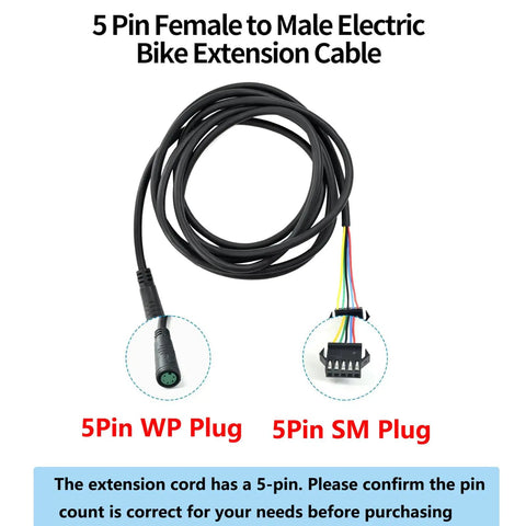Five Pin Electric Bike Extension Cable From Female To Male Connector 170cm Length Dashboard Wiring Cord For E Bike Power And Data Transmission 1 Piece